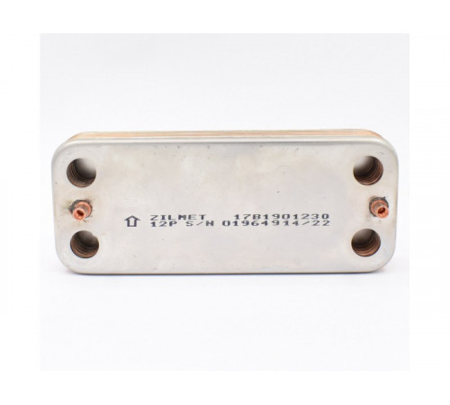 Теплообменник ГВС 12 пластин Zilmet 17B1901230 для BAXI Eco Classic, Eco Nova (6304131043) 63041310431P, 63041310091P