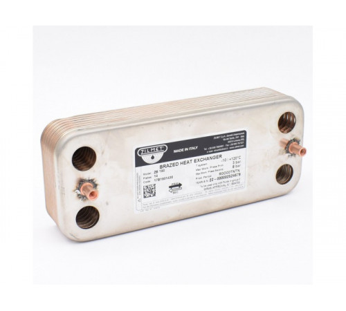 Теплообменник пластинчатый ГВС Zilmet 17B1901430 на 14 пластин для котлов BAXI Eco Classic, Eco Nova (63041310441P.AZ) 6304131044.AZ