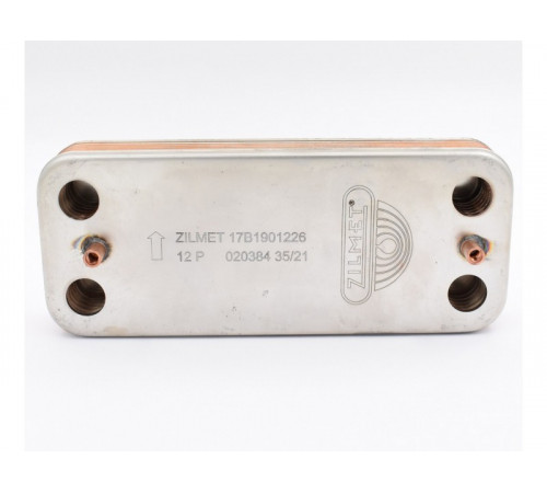 Теплообменник вторичный Zilmet 12 пластин для котлов Protherm Пантера v.15, v.17 (0020043598)
