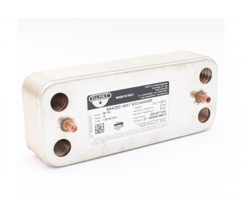 Теплообменник вторичный ГВС Zilmet 16 пластин для котлов Ariston и Chaffoteaux (65104333)