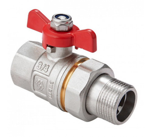 Кран шаровый Premium с полусгоном прямой ВН бабочка 1 1/4" полнопроходной PN40